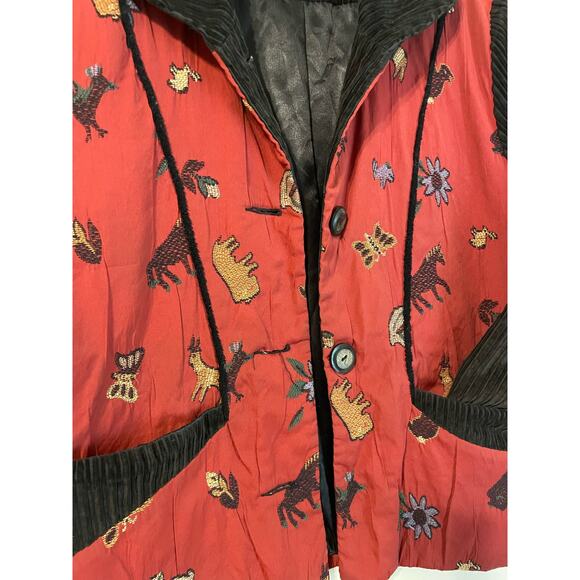 Wraps by Canvasbacks Southwestern Desert Animal Red Folk Jacket. Size med. - Picture 2 of 8